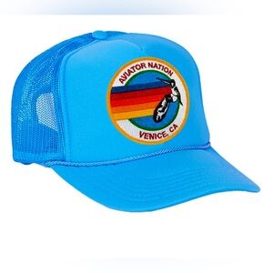 Aviator Nation - Mesh back Trucker Cap with Surfer Patch - Neon Blue